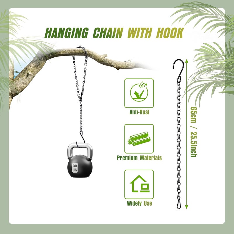 XDW-GIFTS 4-Pack 25.5 Inch Hanging Chain with Hooks for Hanging Bird Feeders, Birdbaths, Planters, Lanterns, Wind Chimes, Baskets, Billboards, Decorative Ornaments, Outdoor Indoor Use (Black) - Image 2