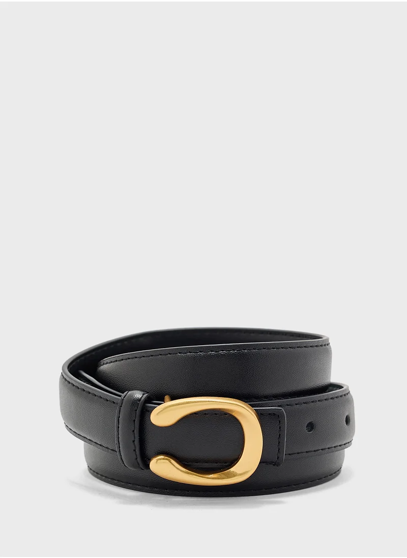 ELLA Statement Buckle Genuine Leather Belt