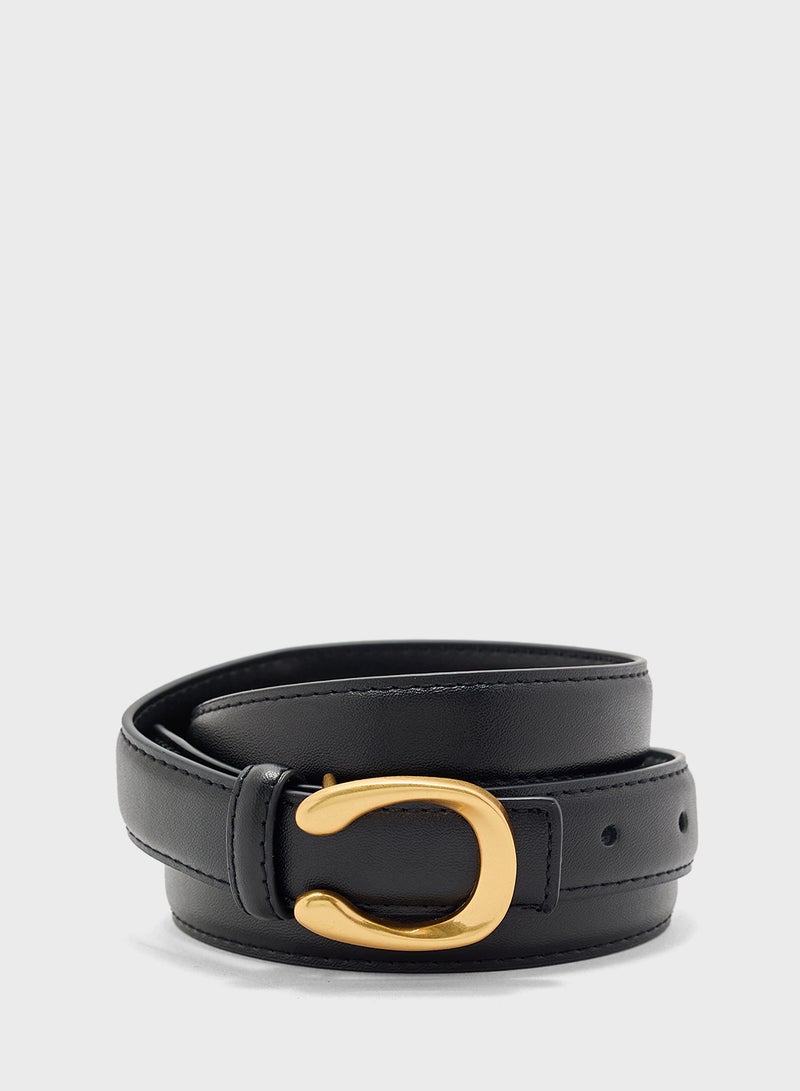 ELLA Statement Buckle Genuine Leather Belt - Image 1