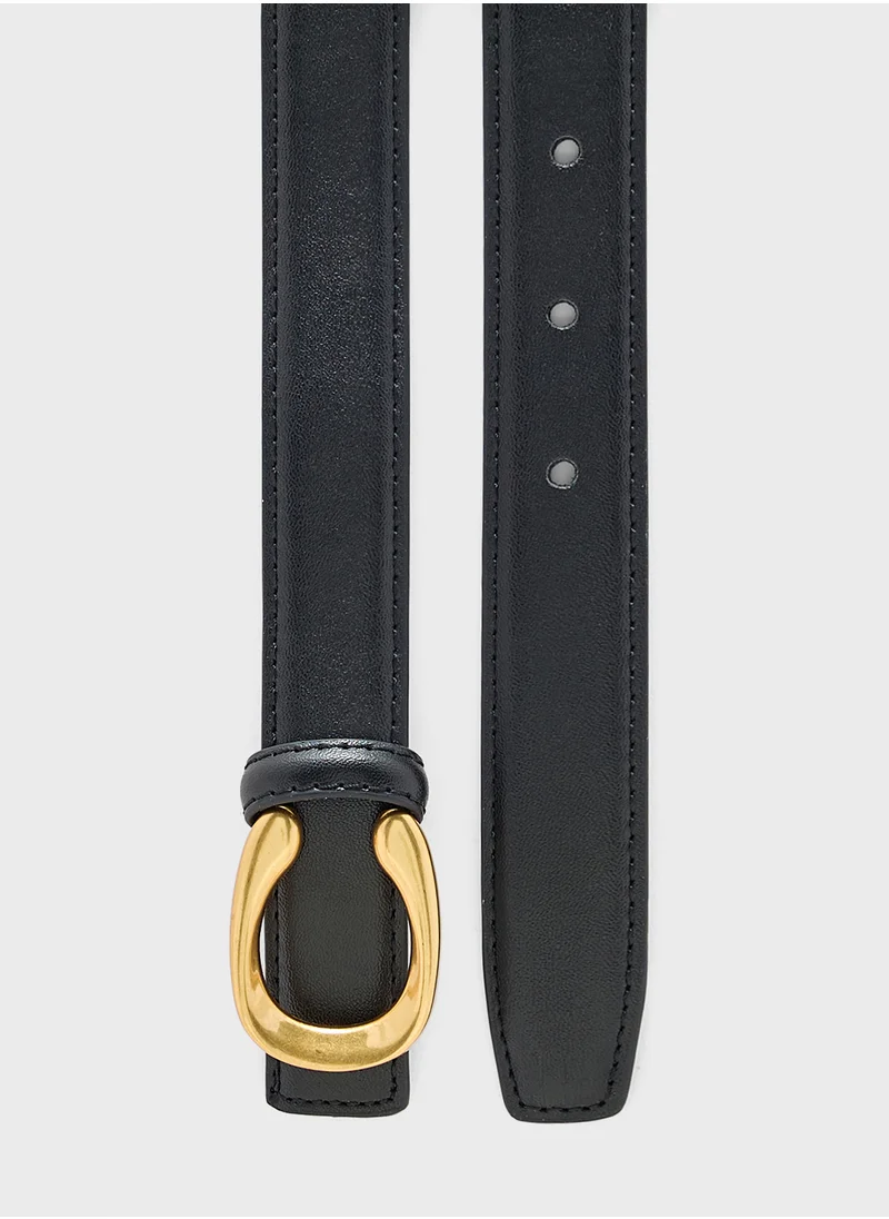 ايلا Statement Buckle Genuine Leather Belt