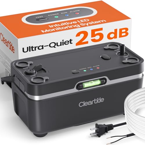 Cleartide Condensate HVAC Pump, Ultra-Quiet 25dB, 1/30 HP 135 GPH, 100-240V, Automatic Condensate Removal Pump with Safety Switch and Tubing for Air Conditioner/Furnace/Dehumidifier/Ice Machine - Image 1