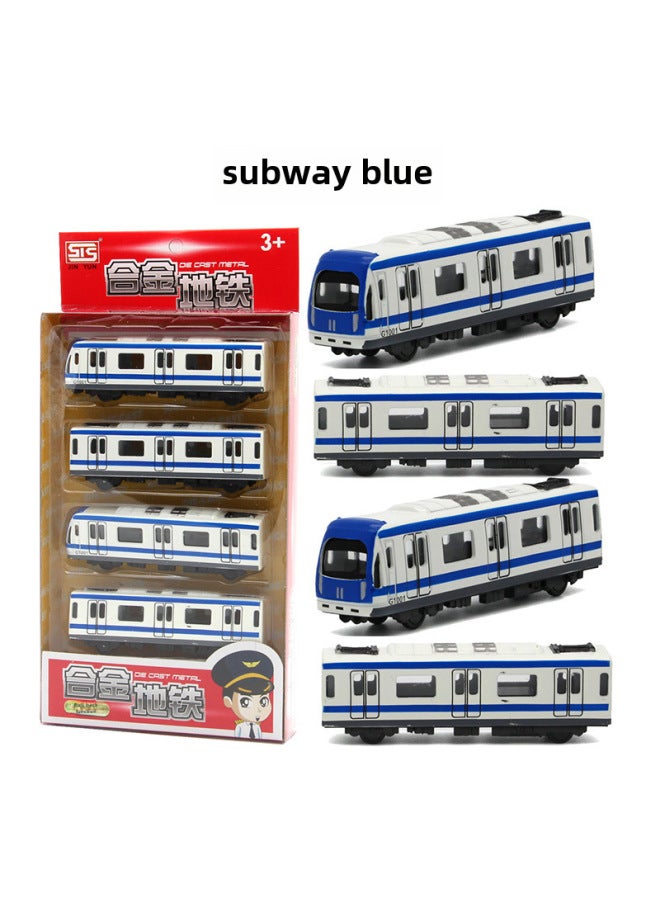 Children Alloy Toy Harmony Series Electric Train Model Magnetic Connection Simulation Backpack Set Kids Aged 4-6-Color:0560D-3 Subway Style Blue  - Image 1