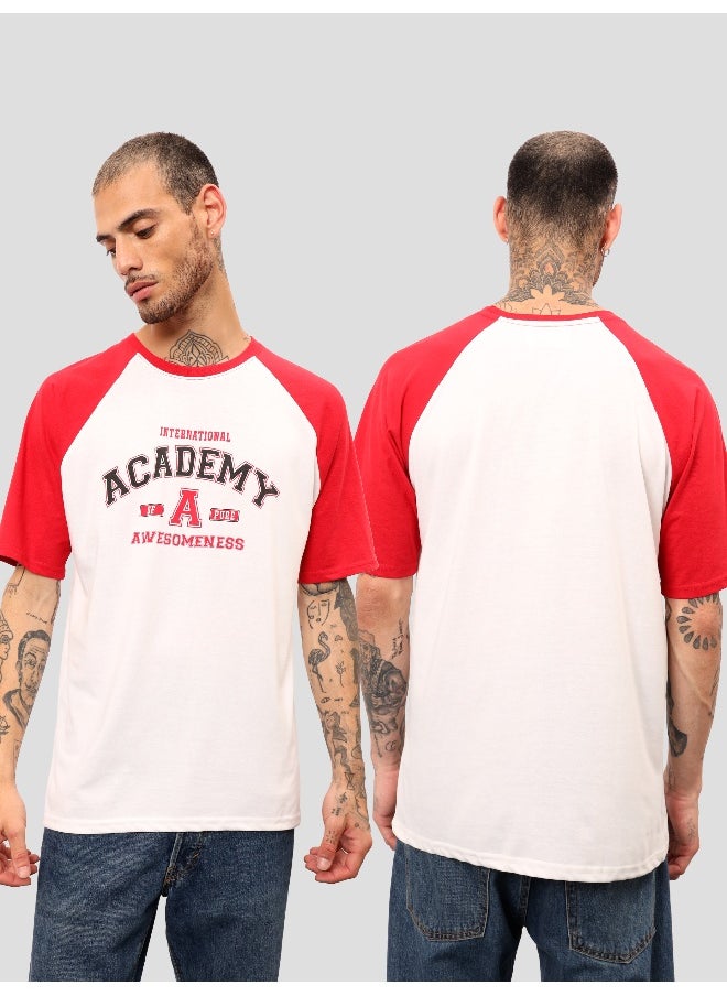 White-Red Raglan Oversized T-shirt for Men - pzsku/Z8448E52893B8BC1B4333Z/45/_/1739452333/9580b2a9-e188-485d-945b-d38a997d4798