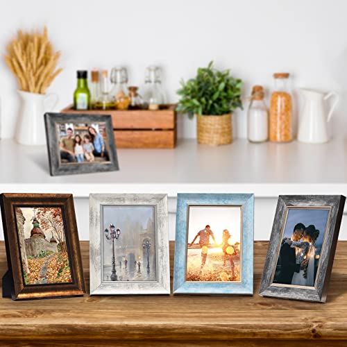 XUANLUO 8x10 Picture Frames Set of 4 Rustic Retro Photo Frame with HD Plastic Cover for Wall Mount and Tabletop Display Family Friends Wedding Gift - Image 3