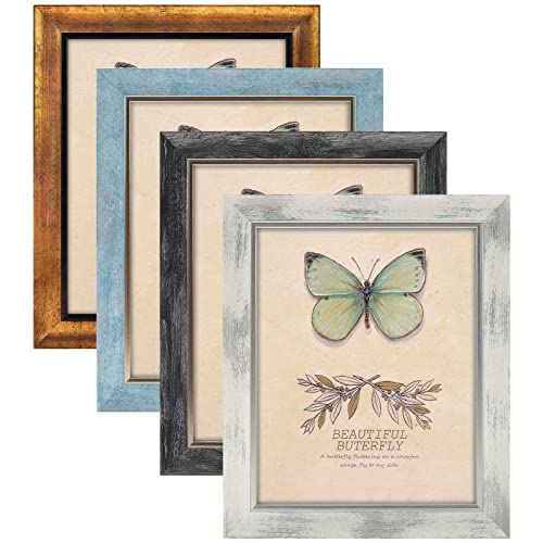 XUANLUO 8x10 Picture Frames Set of 4 Rustic Retro Photo Frame with HD Plastic Cover for Wall Mount and Tabletop Display Family Friends Wedding Gift - Image 1