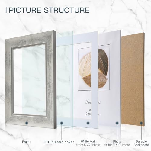 XUANLUO 8x10 Picture Frames Set of 4 Rustic Retro Photo Frame with HD Plastic Cover for Wall Mount and Tabletop Display Family Friends Wedding Gift - Image 4