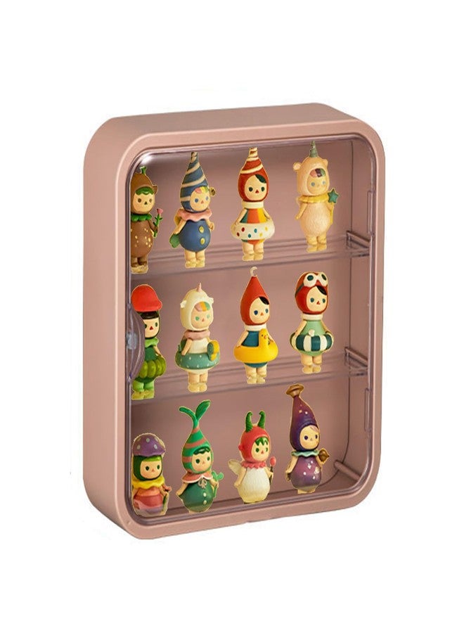 WMM Clear Display Case for Figures, Wall-Mounted Doll Storage Box, Adjustable Display Stand with Door Dust and Moisture Proof Suitable for Lego Collectibles Action Figures Pop Mart (Pink) - Image 1
