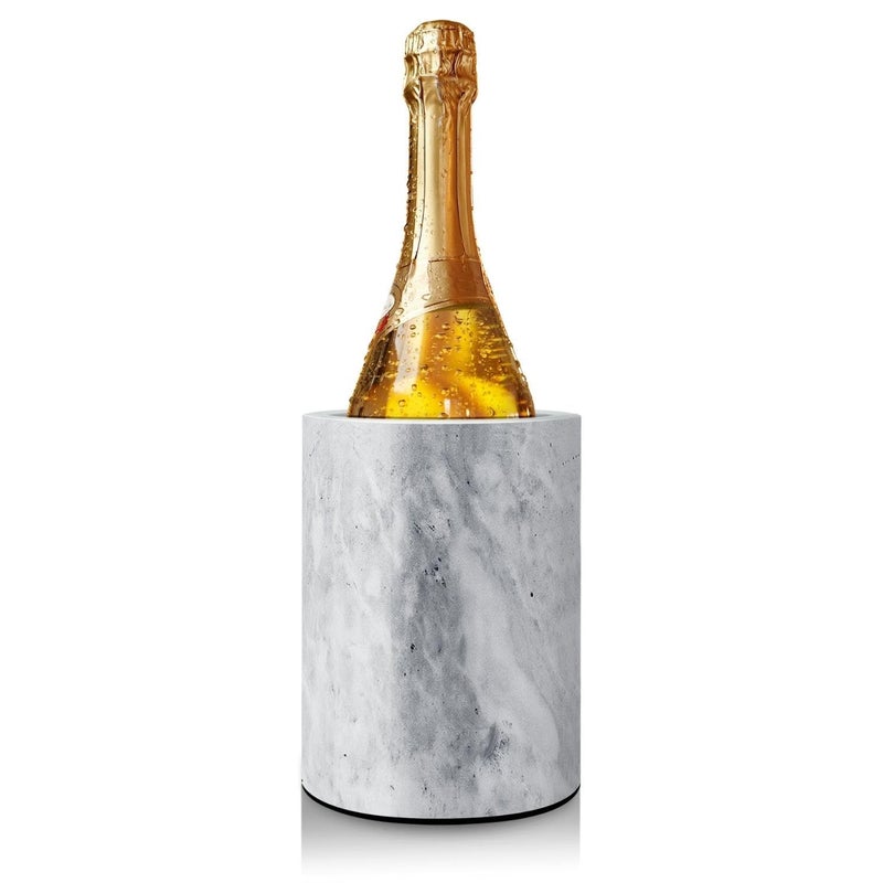 Flexzion Marble Wine Chillers for Bottles - Champagne Cooler & Multi-Purpose Marble Utensil Holder for Kitchen - Adaptable Stone Wine Bottle Chiller Bucket for Party, Bar, Home Decor, White - Image 1