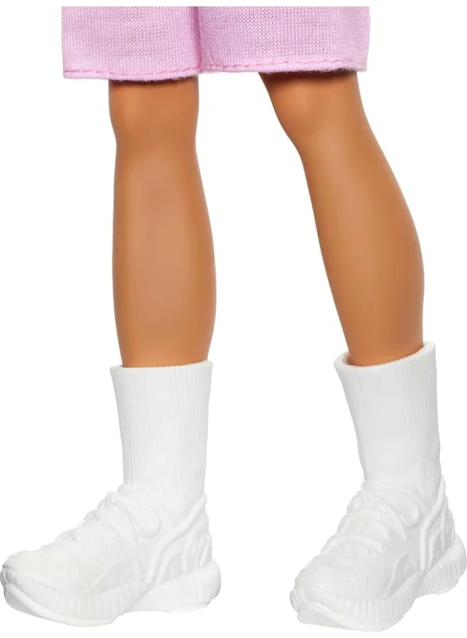 Barbie Fashionistas Ken Doll #241 with Blonde Hair Wearing Red and White Striped Polo Shirt with Pink Shorts, White Crew Socks and Sneakers
