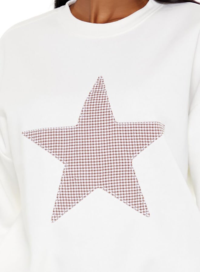 FOREVER 21 Gingham Star Patch Pullover  - Image 5