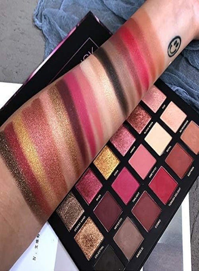 Makeup Eyeshadow palette Nude and Rose gold 18 Shades (Multi Color)+ Brushes pack of 7+Contour Highlighter 3 in 1 Eyeliner and Kajal and 3in 1 mascara set +Multicolor beauty blendor (9 Items in set) - Image 2