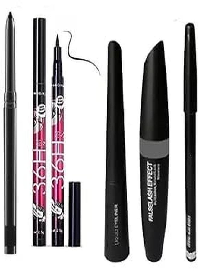 Makeup Eyeshadow palette Nude and Rose gold 18 Shades (Multi Color)+ Brushes pack of 7+Contour Highlighter 3 in 1 Eyeliner and Kajal and 3in 1 mascara set +Multicolor beauty blendor (9 Items in set) - Image 4