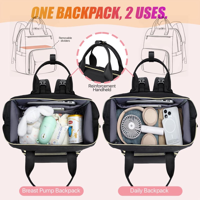 RUCYEN Breast Pump Backpack, Large Backpack Compatible for Spectra S1, S2 Medela for Mom, Water Resistant 15.6 inch Laptop Bag for Work Travel 2 Pack - Image 4