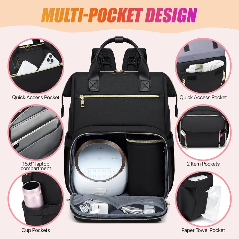 RUCYEN Breast Pump Backpack, Large Backpack Compatible for Spectra S1, S2 Medela for Mom, Water Resistant 15.6 inch Laptop Bag for Work Travel 2 Pack - Image 3