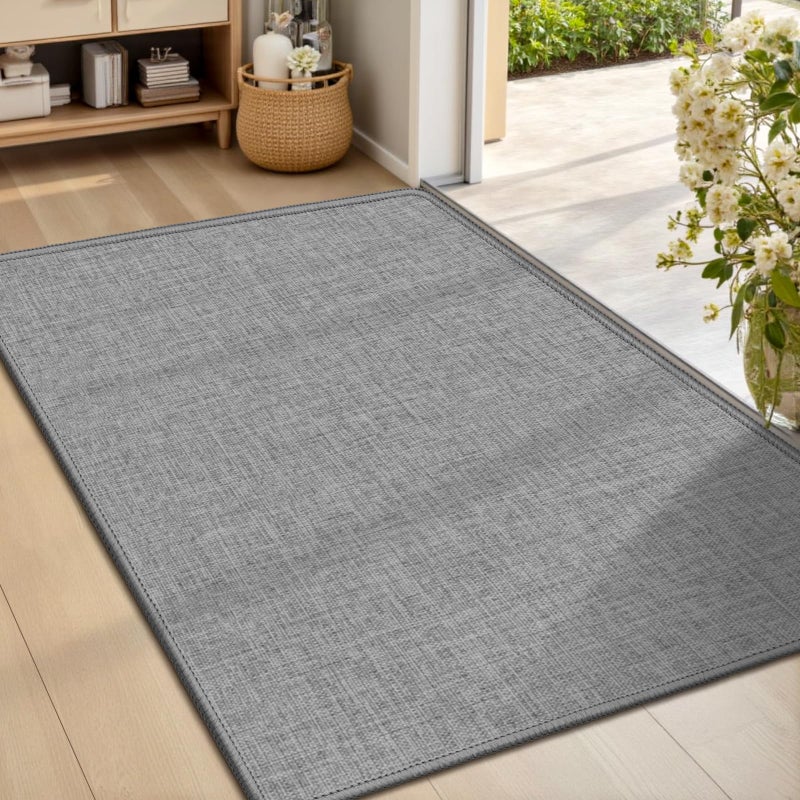 LEKEEPGO Ultra Thin Indoor Door Mat 24"x36", Low-Profile Door Mat Indoor Entrance, Non Slip Rubber Backing Inside Doormat Washable Welcome Front Entryway Dirt Trapper Entry Mat, Grey - Image 1