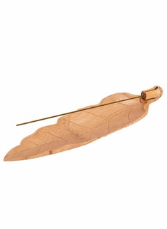 Y&D Bamboo Incense Holder, Wooden Leaf Shape Handmade Burner Ash Catcher, for Single Sticks  - Image 1