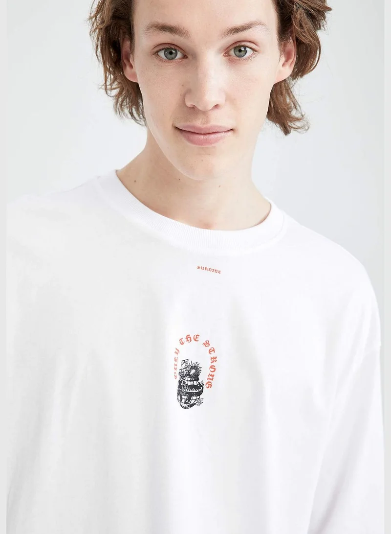 DeFacto Man Oversize Fit Crew Neck Short Sleeve Knitted T-Shirt