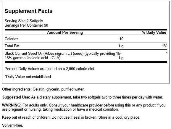 Swanson Black Currant Seed Oil  Herbal Supplement Promoting Immune System  Heart Health Support  Natural Formula Supporting Joints Health  180 Softgels 500mg Each - Image 2