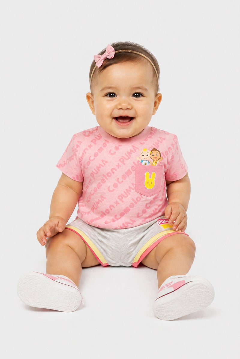 Puma x Cocomelon Toddlers Girl 2 Pcs Brand Logo Top And Shorts Set, Multicolor - Image 1