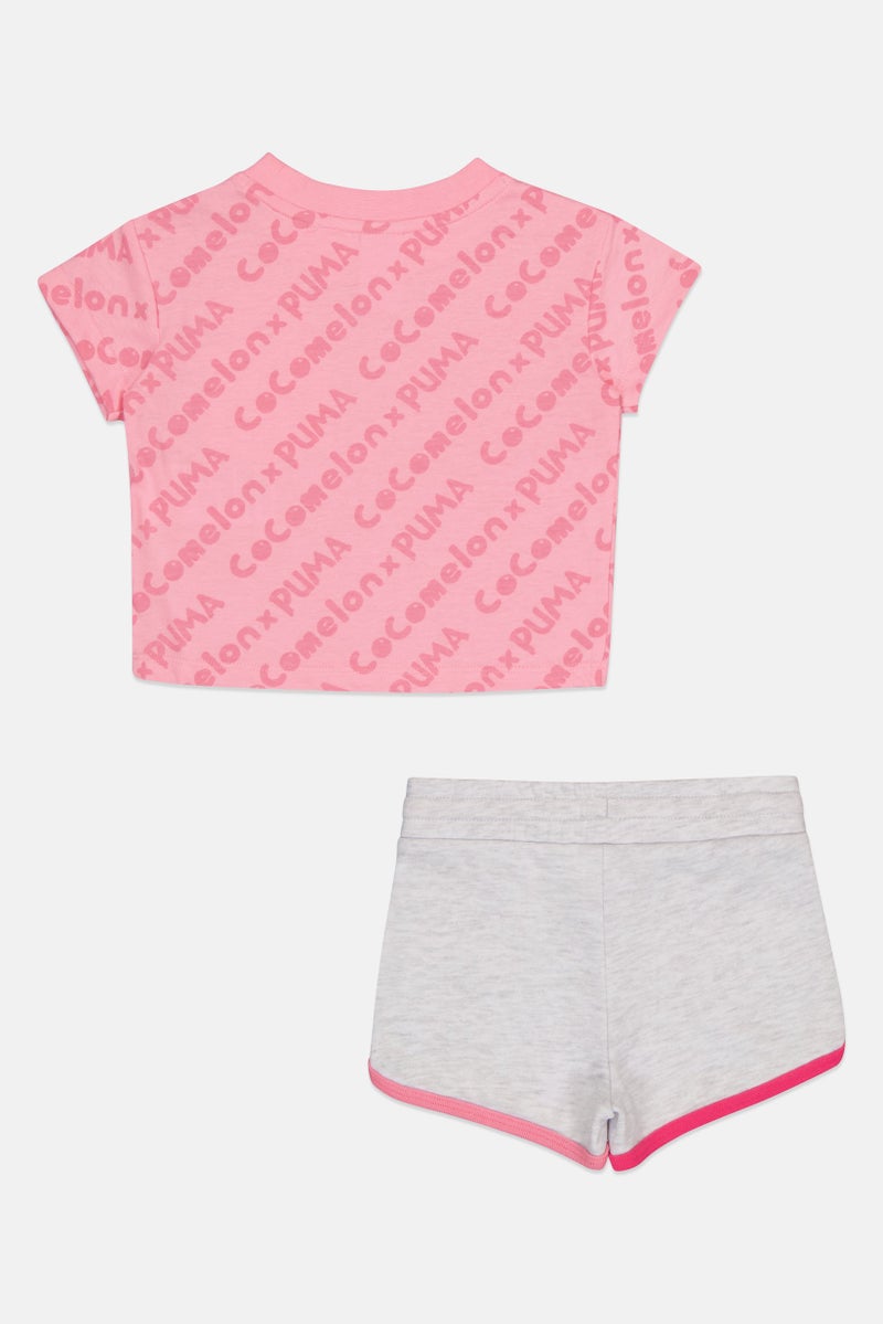 Puma x Cocomelon Toddlers Girl 2 Pcs Brand Logo Top And Shorts Set, Multicolor - Image 3