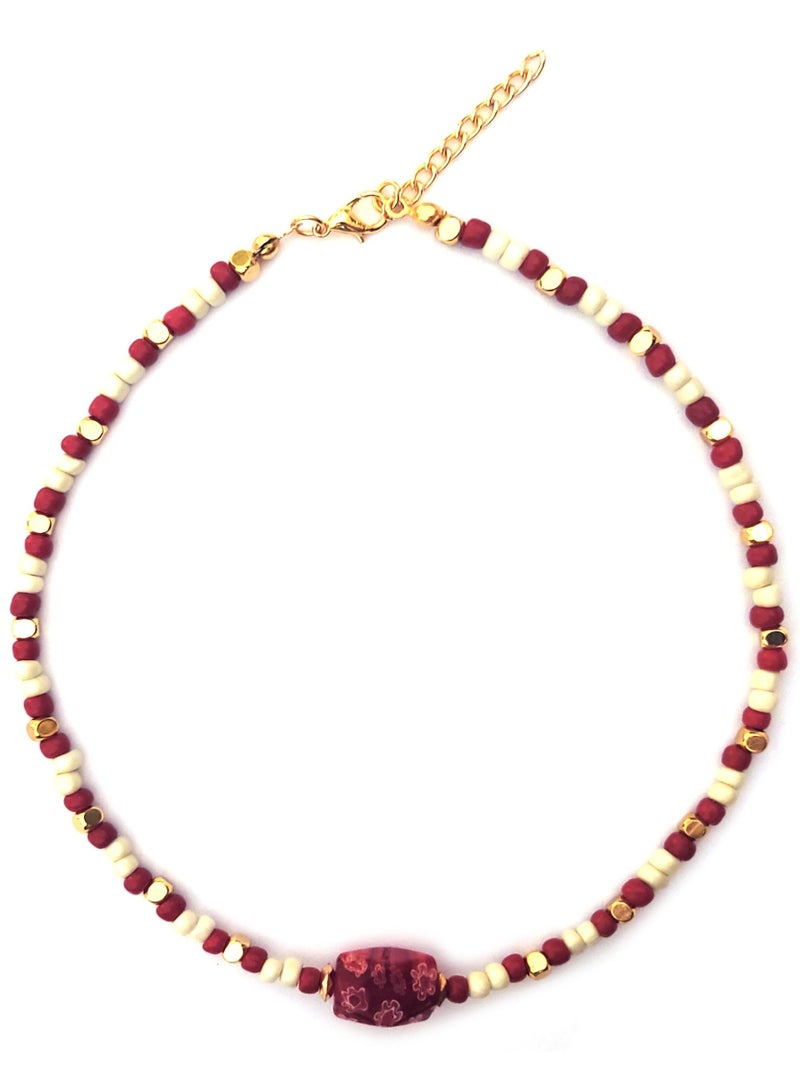 Alwan Necklace with a Red Center Piece - Image 2