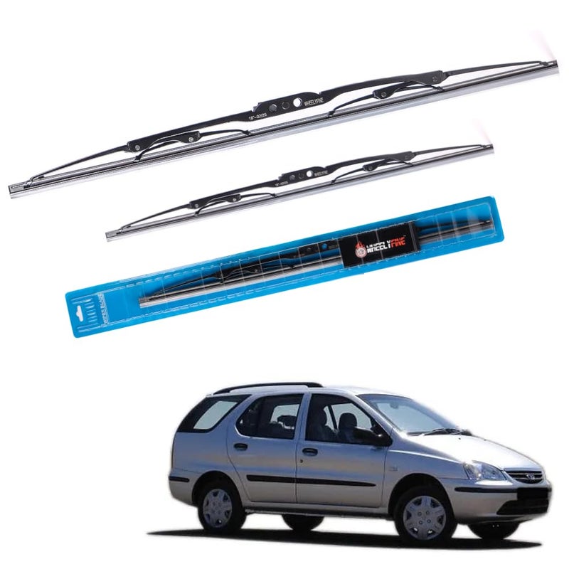 Wheelyfine Car Wiper Blades | Metal Frame | Water Repellent Windshield Wipers | Blade Refills (Tata Indigo Marina (2004-2010) Dr 24"/Pa 16") - Image 1