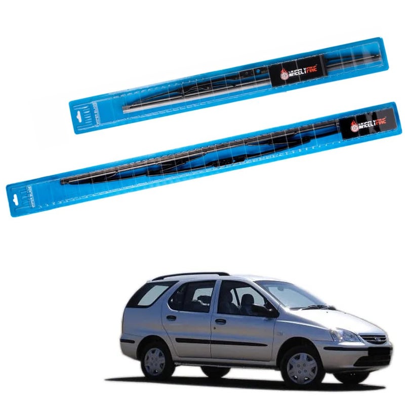 Wheelyfine Car Wiper Blades | Metal Frame | Water Repellent Windshield Wipers | Blade Refills (Tata Indigo Marina (2004-2010) Dr 24"/Pa 16") - Image 2
