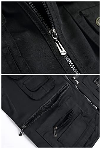LISUHEPEAL Men's Fishing Vest Summer Outdoor Work Safari Travel Photo Vests with Multi Pockets (S18-Black-S) - Image 5