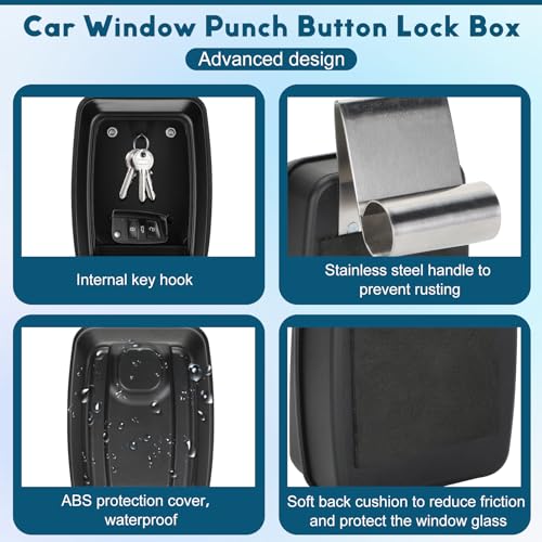 Casmer 2025 Upgrade SL-591 Car Lock Box, Car Window Punch Button Lock Box for Ride Share, Turo, GetAround (Black) - Image 3