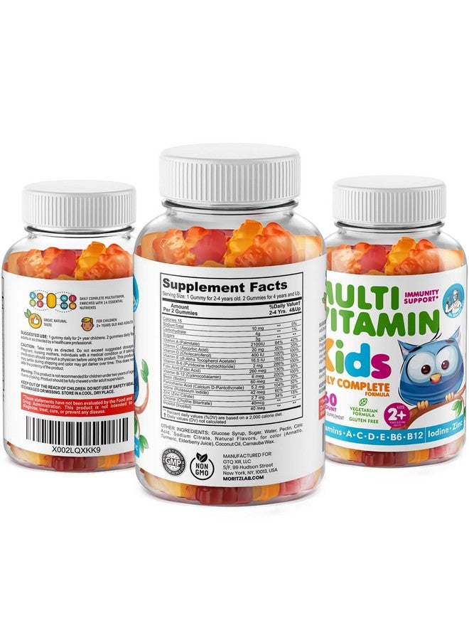 DR. MORITZ Kids Multivitamins Gummies 14 Vitamin Essential Vitamins Daily supplement for Ages 2+ Vitamin ACDE Vegetarian B6 B12 Zinc Biotin Gummy Multivitamins for Children- All Healthy Chewables -120 Count