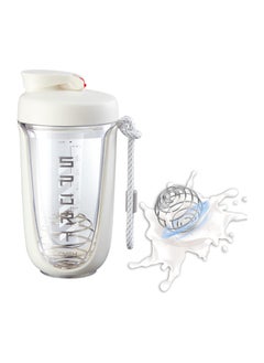 Protein Shaker Bottle, Protein Drink Shaker Cup, 20 oz Shaker Bottle for Protein Mixes, Leakproof BPA Free Protein Blender Cup with Blender Ball for Gym Fitness Workout (White)
