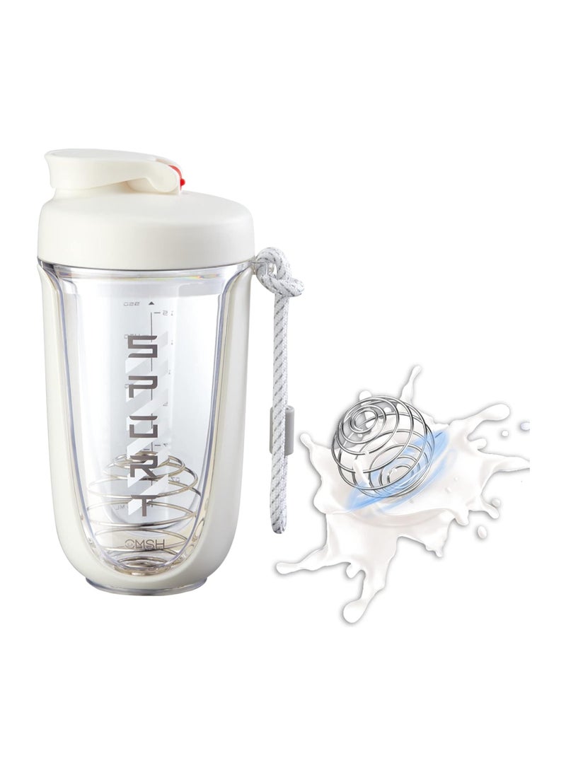 Bukela - Protein Shaker Bottle, Protein Drink Shaker Cup, 20 oz Shaker Bottle for Protein Mixes, Leakproof BPA Free Protein Blender Cup with Blender Ball for Gym Fitness Workout (White) - Image 1
