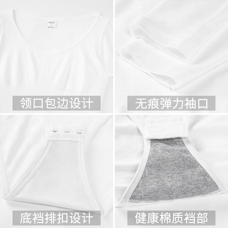 Tunic Slim-Fit Fashionable Round Neck Solid Color Elastic Base Long Sleeve Triangle-Breasted Open Crotch Body-Shaping Body-Shaping Body-Shaping Body-Shaping Body-Shaping Body-Shaping Body-Shaping Body-Shaping Body-Shaping Body-Shaping Body-Shaping Body - Image 3