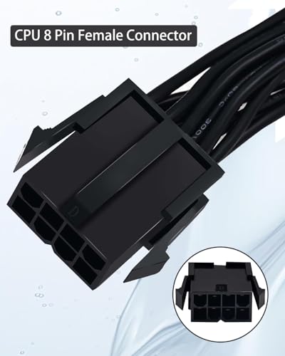 COMeap (2-Pack) CPU 8 Pin Extension Cable, Motherboard ATX CPU 8 Pin (4+4) Male to Female Adapter for Power Supply PSUs 9.5-inch(24cm) - Image 3
