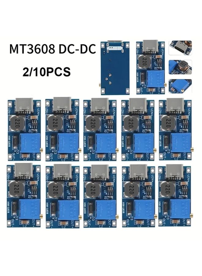 10pcs AOICRIE MT3608 Boost Converter Module 2V 24V To 5V 28V 2A High Efficiency - Image 2