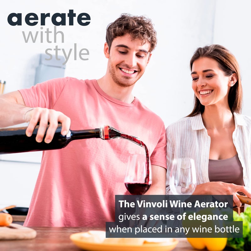 VINVOLI Wine Aerator - Deluxe 2026 Wine Air Aerator - Wine Aerators Pourer - Red Wine Decanter with Aerator - Wine Aerator Pourer Spout - Professional Quality for Wine Lovers and Sommeliers - Image 5