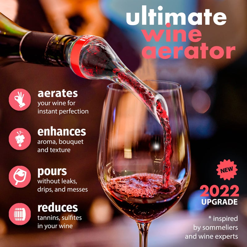 VINVOLI Wine Aerator - Deluxe 2026 Wine Air Aerator - Wine Aerators Pourer - Red Wine Decanter with Aerator - Wine Aerator Pourer Spout - Professional Quality for Wine Lovers and Sommeliers - Image 2