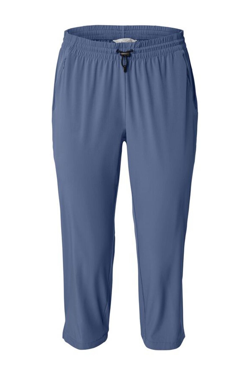 Tchibo Women Regular Fit Plain Capri Pants, Slate Blue - Image 2