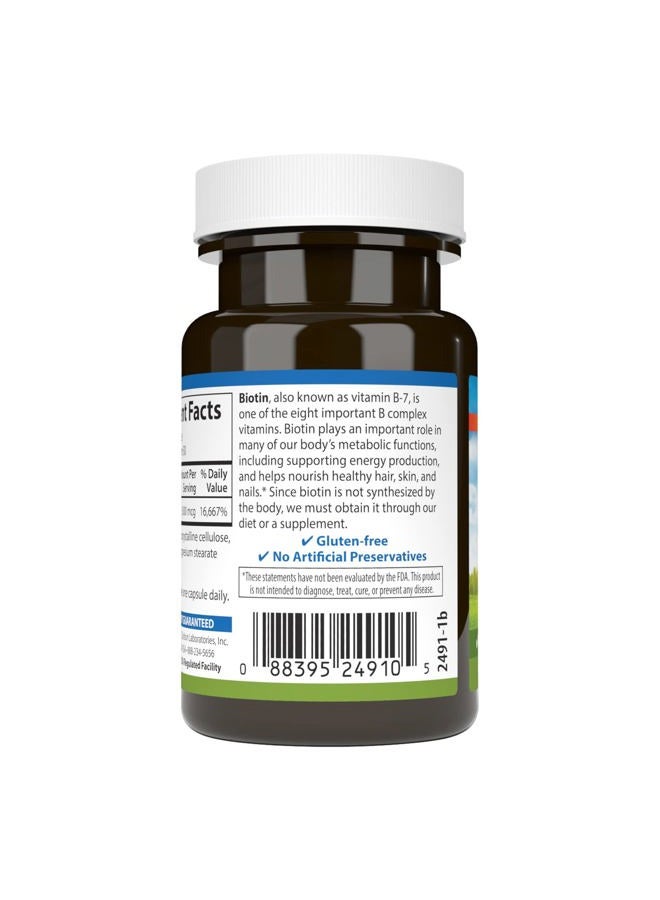 Carlson Biotin, 5000 mcg, Healthy Hair, Strong Nails & Energy Production, 50 Capsules - Image 3