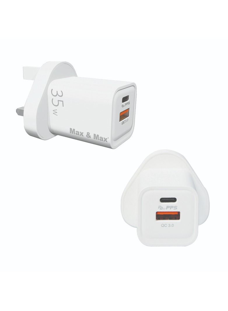 Max & Max 35W Fast Charger Adapter – Dual Port USB-C Power Adapter Compatible with iPhone 15/14/13, Samsung S23/S22, Android Phones & iPad - Image 4