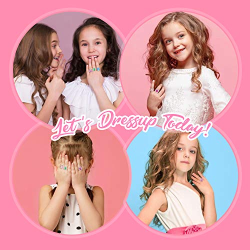 PinkSheep Jewel Rings for Kids 24pc Adjustable No duplication Girl Pretend Play and Dress Up Rings - Image 4
