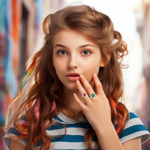 PinkSheep Jewel Rings for Kids 24pc Adjustable No duplication Girl Pretend Play and Dress Up Rings - Image 5