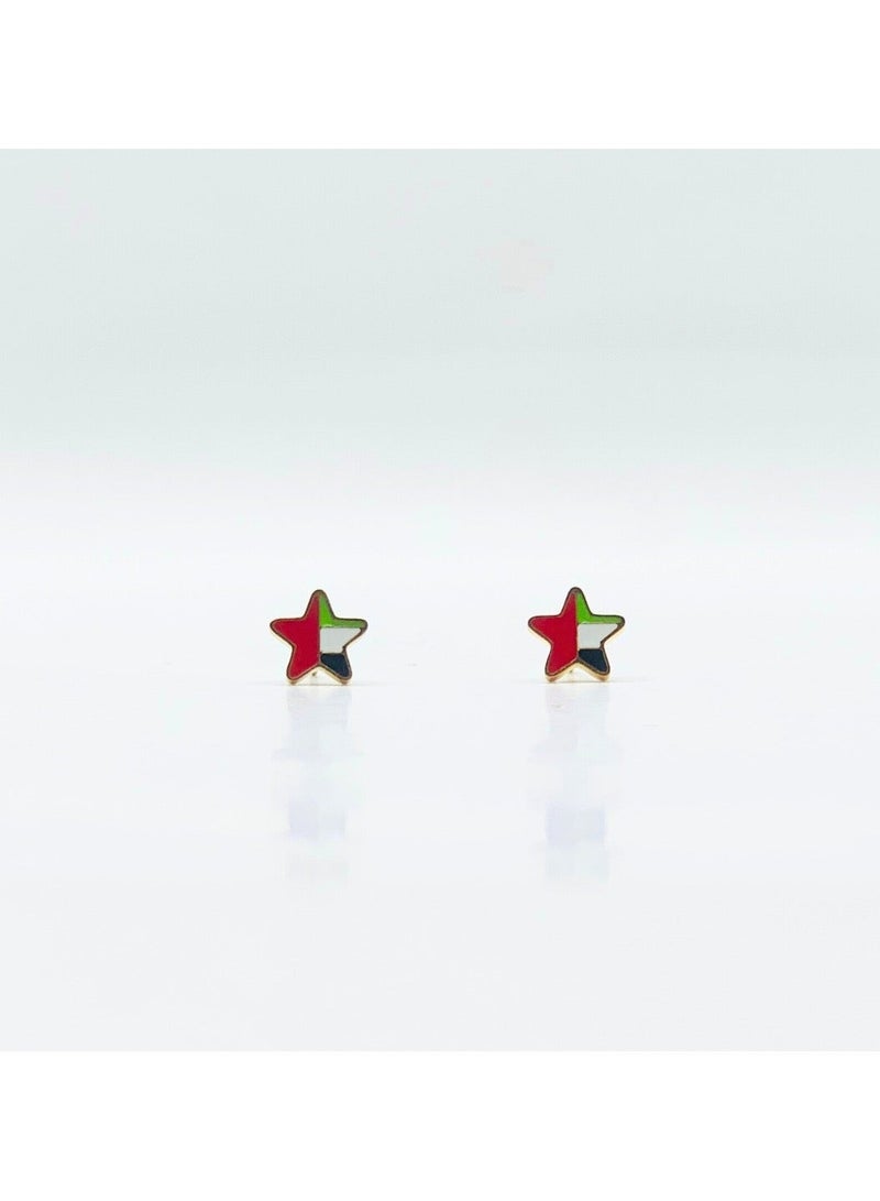 Earss Star Shaped UAE Flag Earrings | Stainless Steel | Gold Plated - Image 3