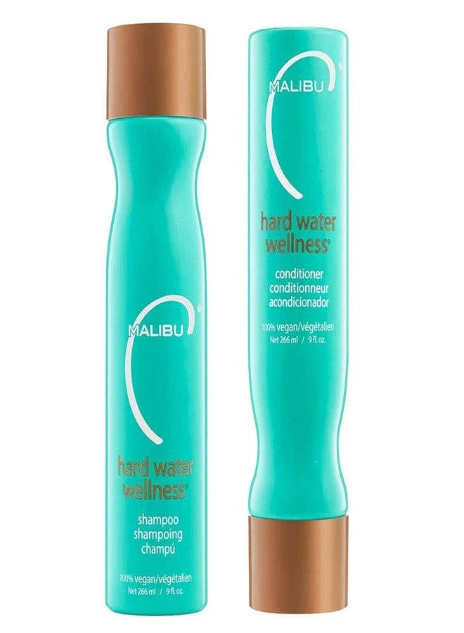 Malibu C Hard Water Wellness Shampoo and Conditioner Duo (9 oz) - Hydrating Hair Care for Shine & Manageability - Protects from Waterborne Elements That Cause Dry, Damaged Hair - Image 1