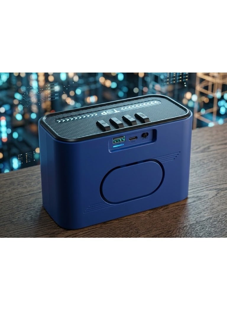 TOP T303 Portable Bluetooth Speaker 5W Wireless Speaker with RGB Lights, Strong Bass, TF Card & AUX Support, 1200mAh Rechargeable Battery - Blue - Image 3