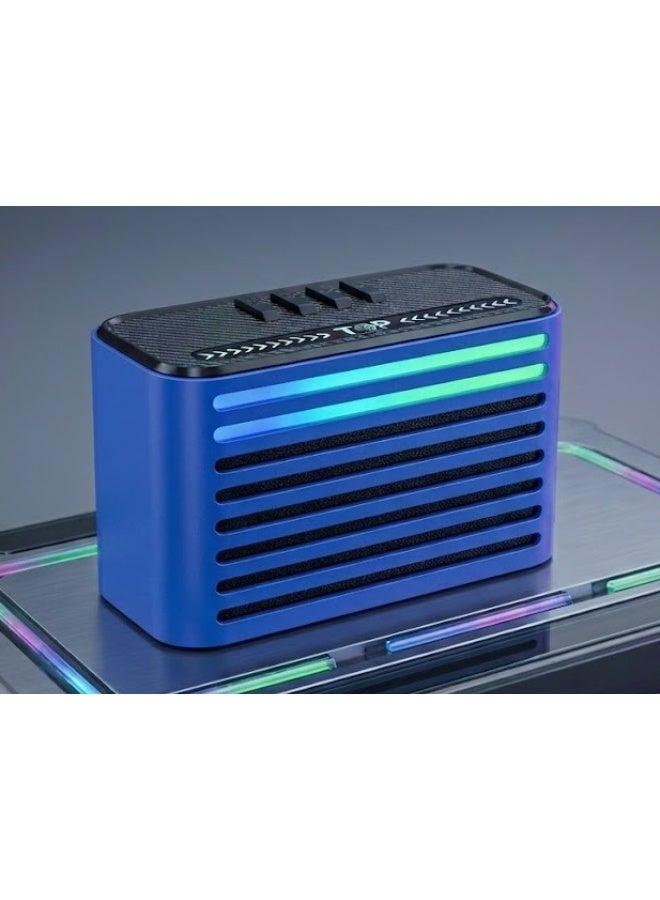 TOP T303 Portable Bluetooth Speaker 5W Wireless Speaker with RGB Lights, Strong Bass, TF Card & AUX Support, 1200mAh Rechargeable Battery - Blue - Image 2