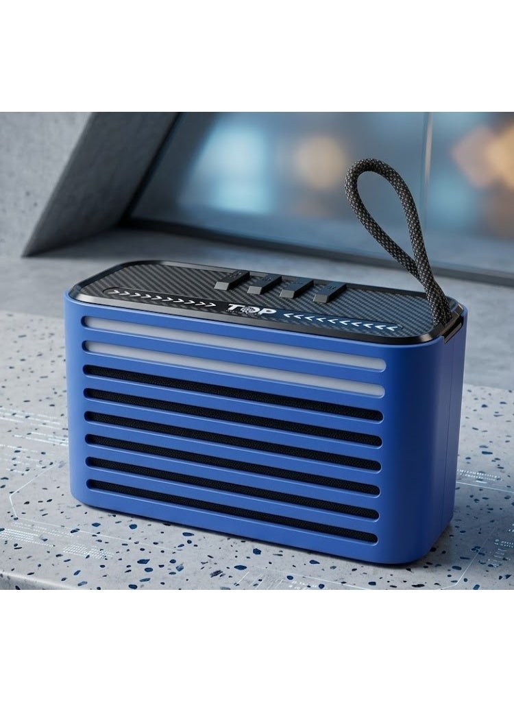 TOP T303 Portable Bluetooth Speaker 5W Wireless Speaker with RGB Lights, Strong Bass, TF Card & AUX Support, 1200mAh Rechargeable Battery - Blue - Image 1