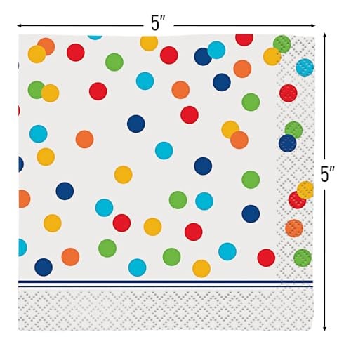 Unique Vibrant Rainbow Polka Dots Beverage Napkins - (Pack of 16) - Premium Quality - Fun & Colorful Design - Perfect for Parties & Celebrations - Image 2