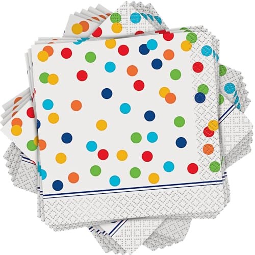 Unique Vibrant Rainbow Polka Dots Beverage Napkins - (Pack of 16) - Premium Quality - Fun & Colorful Design - Perfect for Parties & Celebrations - Image 4