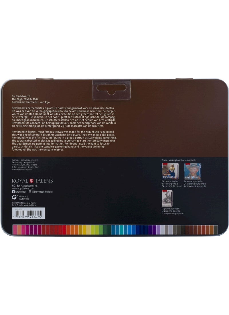 Bruynzeel - Color Pencils Rijksmuseum The Night Watch Set Dryer Pencil Set 50 Colors Metal Box - Image 1